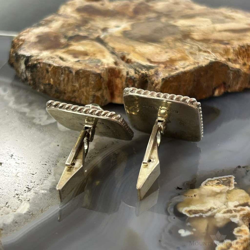 Anthony Kee Native American Sterling Silver Square Cufflinks w/Peridot For Men