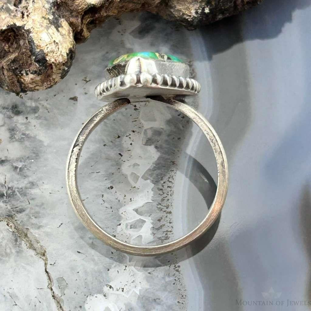 Sterling Silver Southwestern Style Teardrop Sonora Gold Turquoise Adjustable Ring For Women #2