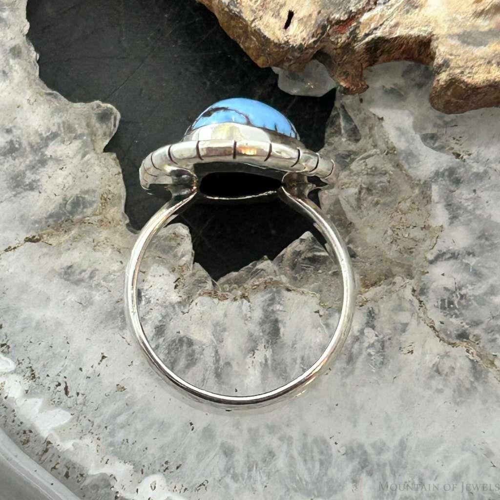Sterling Silver Southwestern Style Golden Hill Turquoise Ring Size 8 For Women