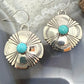 Michael Nez Navajo Sterling Silver Round Turquoise Stamped Dangle Earrings For Women