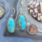 Native American Sterling Silver Elongated Oval Turquoise Dangle Earrings For Women