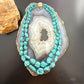 Vintage Silver Native American Graduated Rough Turquoise 18" Necklace For Women