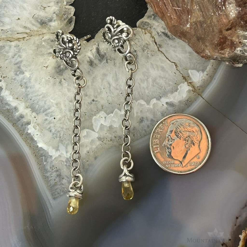 Carolyn Pollack Sterling Silver Faceted Citrine Long Dangle Earrings For Women