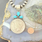 Genuine 1923 90% Peace Silver Dollar Coin Teardrop Turquoise Decorated Pendant