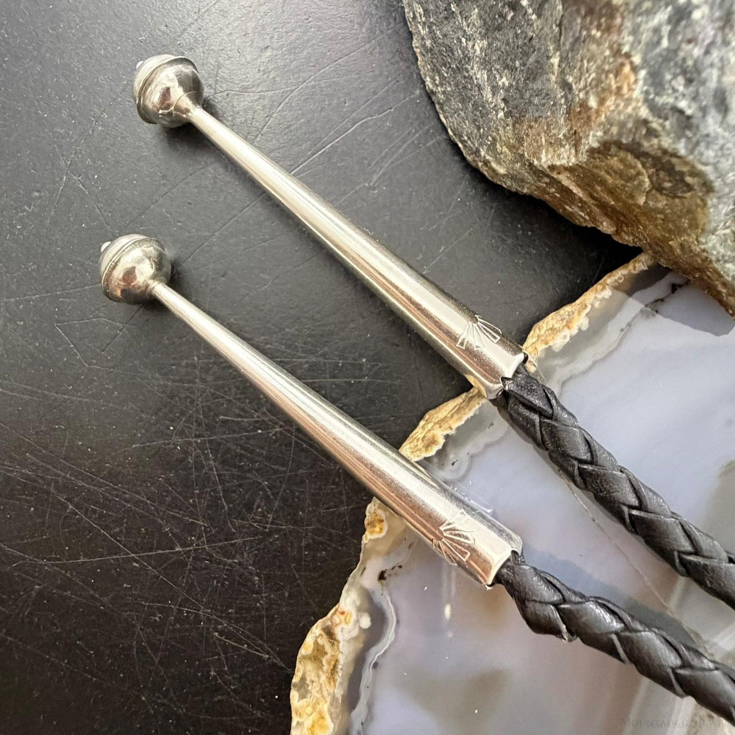 Sterling Silver Southwestern Style Triangle Azurite Malachite Bolo Tie For Men