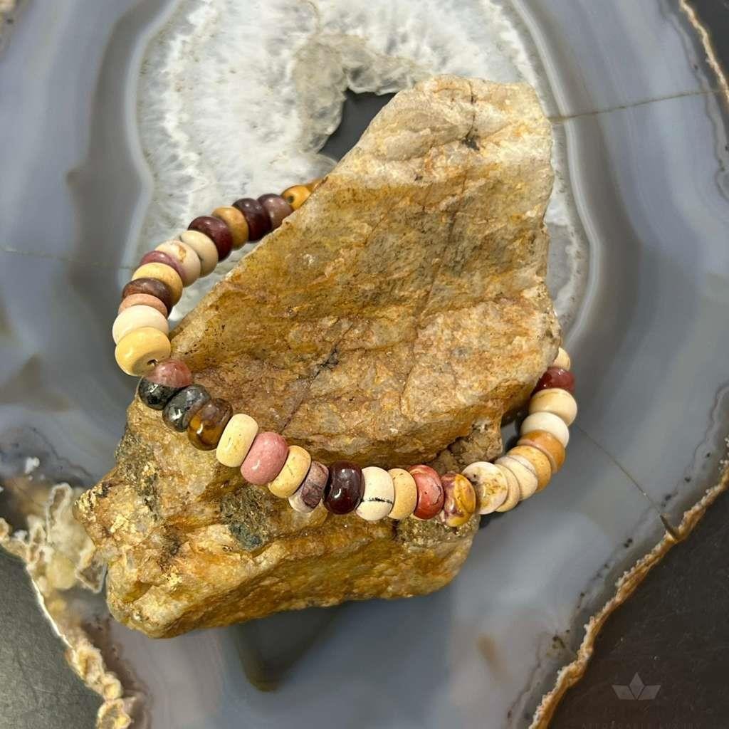 Sterling Silver Mokaite Jasper Beads 8" Bracelet For Women