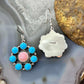 Native American Sterling Silver & Turquoise, Pink Conch Cluster Dangle Earrings For Women