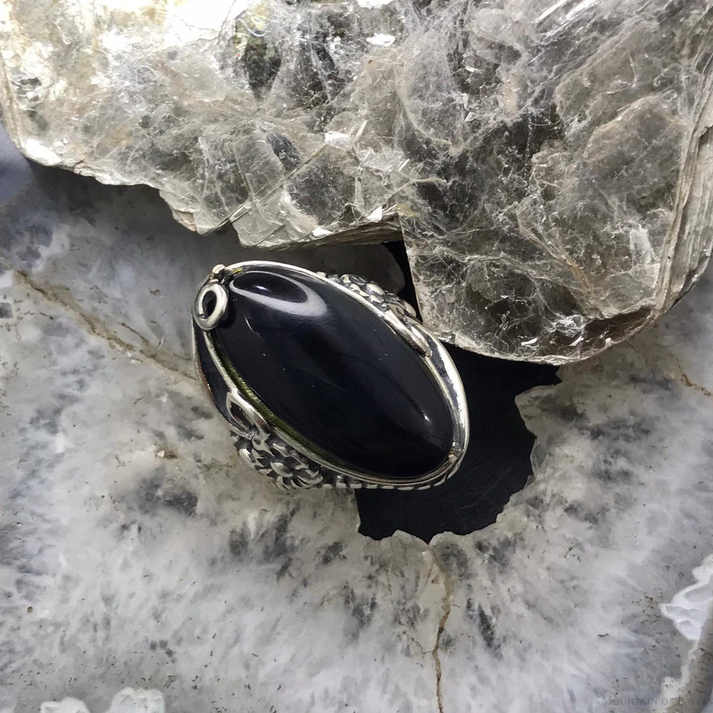 Carolyn Pollack Sterling Silver Elongated Oval Onyx Ring For Women Size Variety