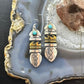 Tommy & Rosita Singer Sterling Silver & Gold Filled Turquoise Dot Feather Dangle Earrings For Women