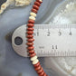 Sterling Silver Southwestern Style Red Jasper &Petrified Wood Beads Saucer 18" Necklace