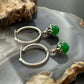 Carolyn Pollack Sterling Silver Twisted Hoop w/Green Jadeite Dangle Earrings For Women