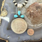 Genuine 1922 90% Peace Silver Dollar Coin Teardrop Turquoise Decorated Pendant
