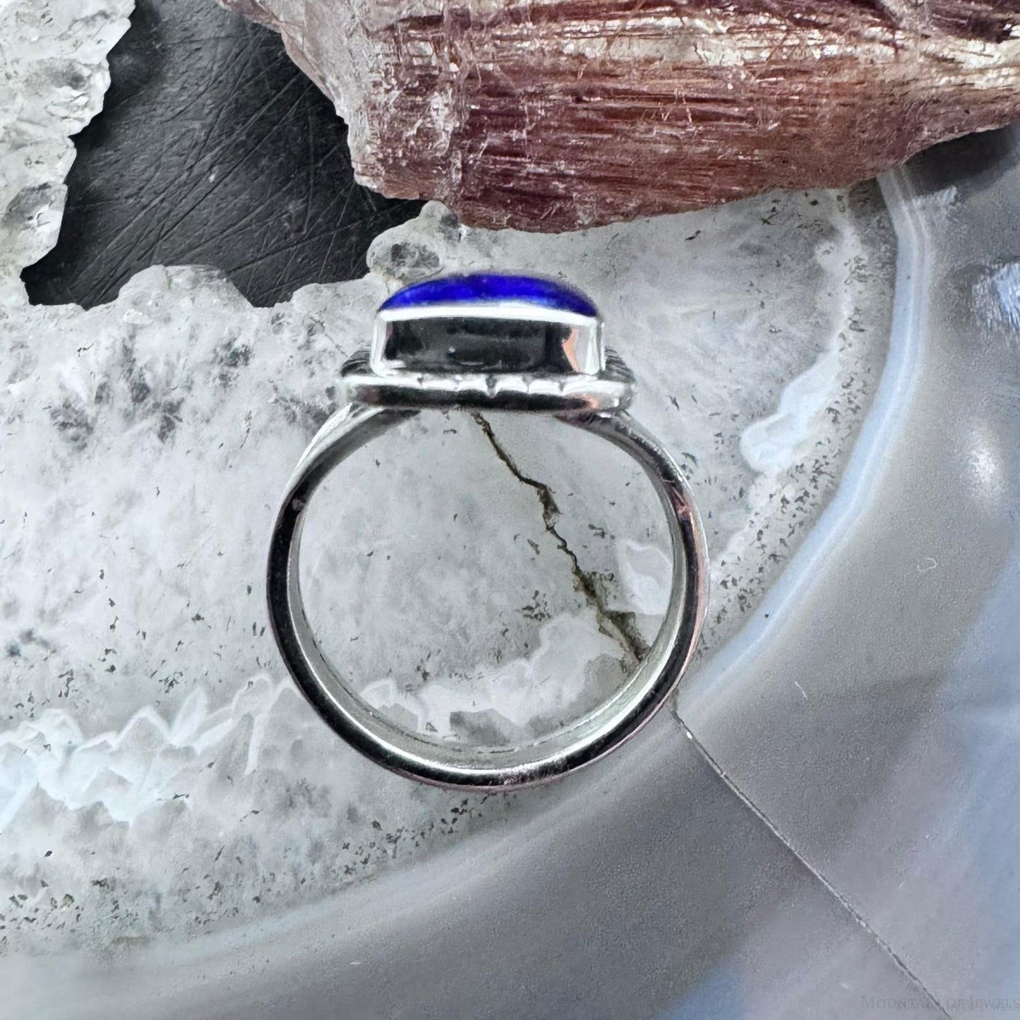 Native American Sterling Silver Lapis Bar Ring Size 6.25 For Women