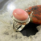 Samson Edsitty Native American Sterling Silver Oval Pink Conch Ring Size 7.5
