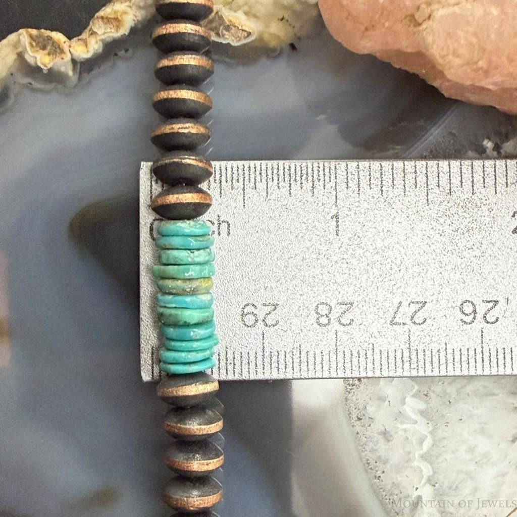 Southwestern Style Turquoise & 8mm Copper Navajo Pearl Saucer 18"-20" Necklace For Women