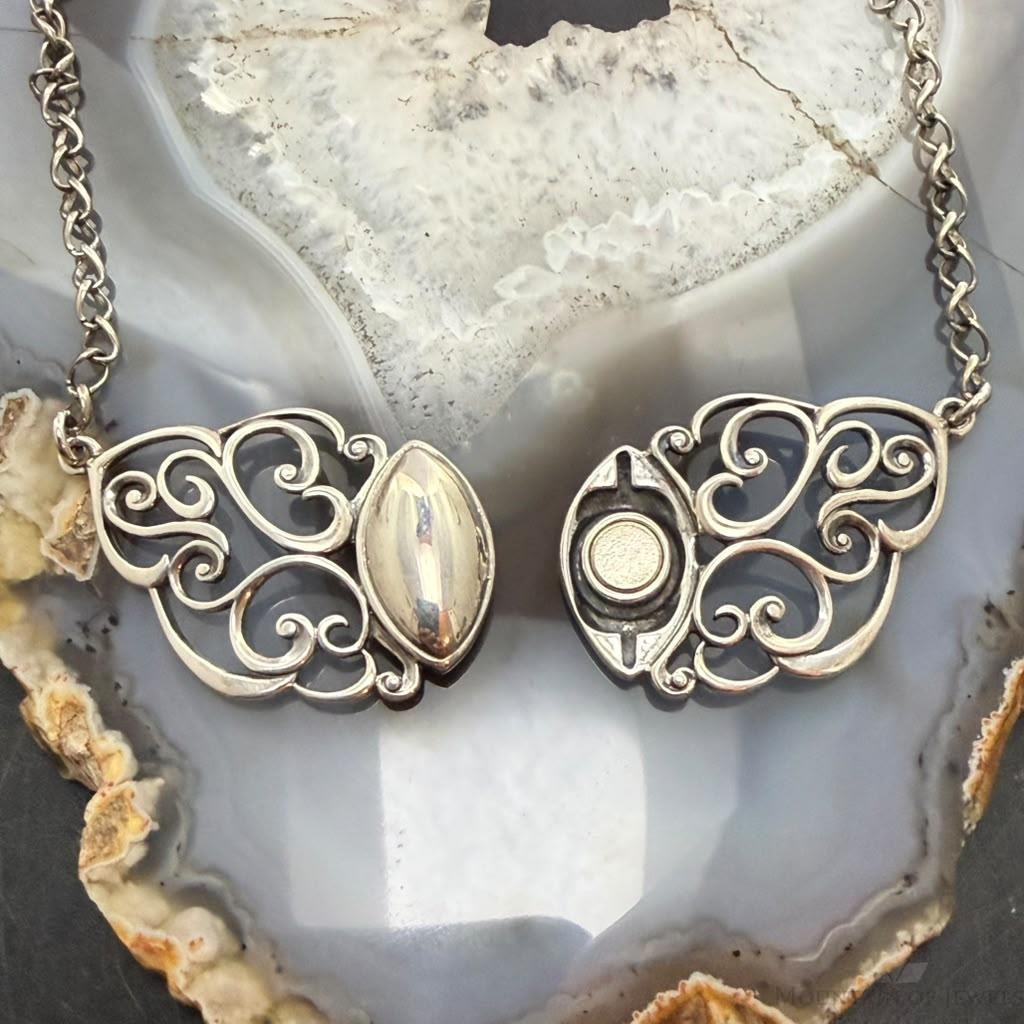 Carolyn Pollack Sterling Silver Swirl Magnetic Pendant Clasp 19" Necklace For Women.