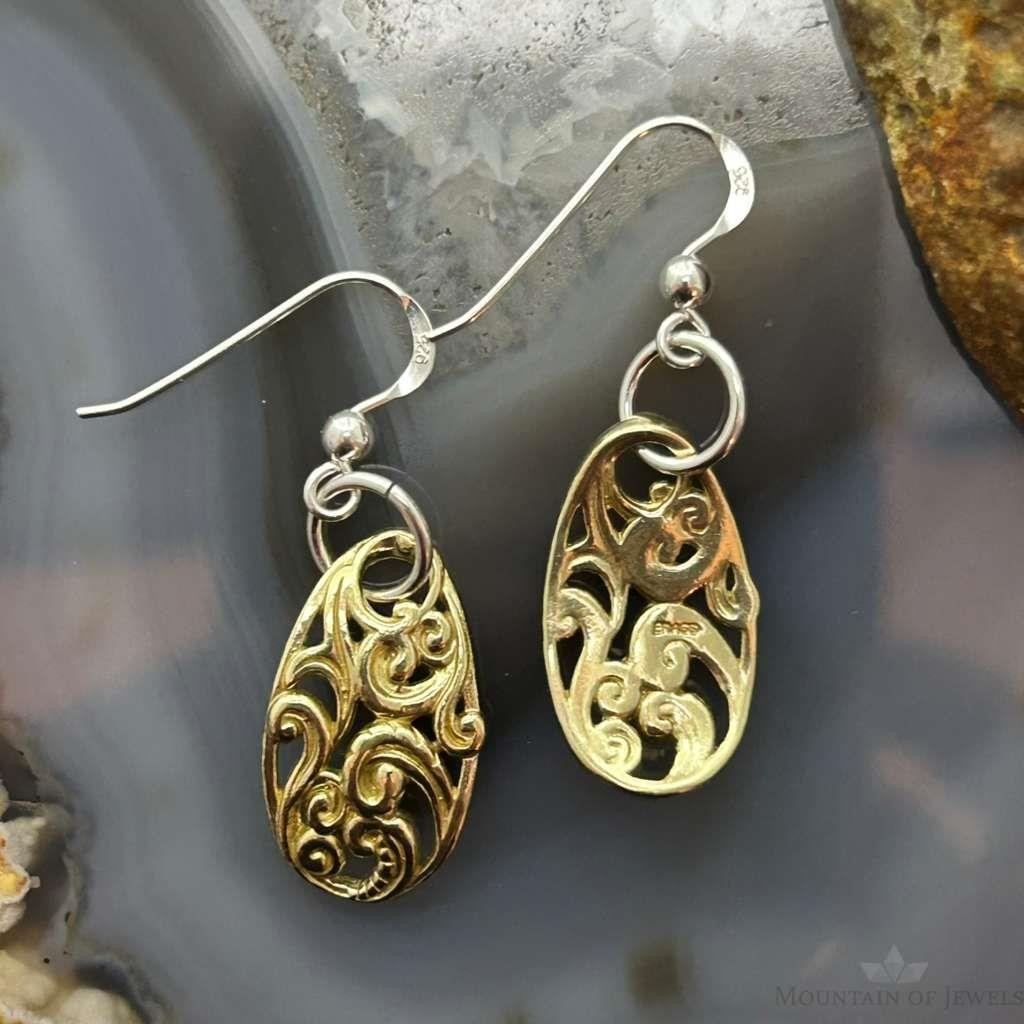 Carolyn Pollack Brass & Sterling Silver Swirl Dangle Earrings For Women
