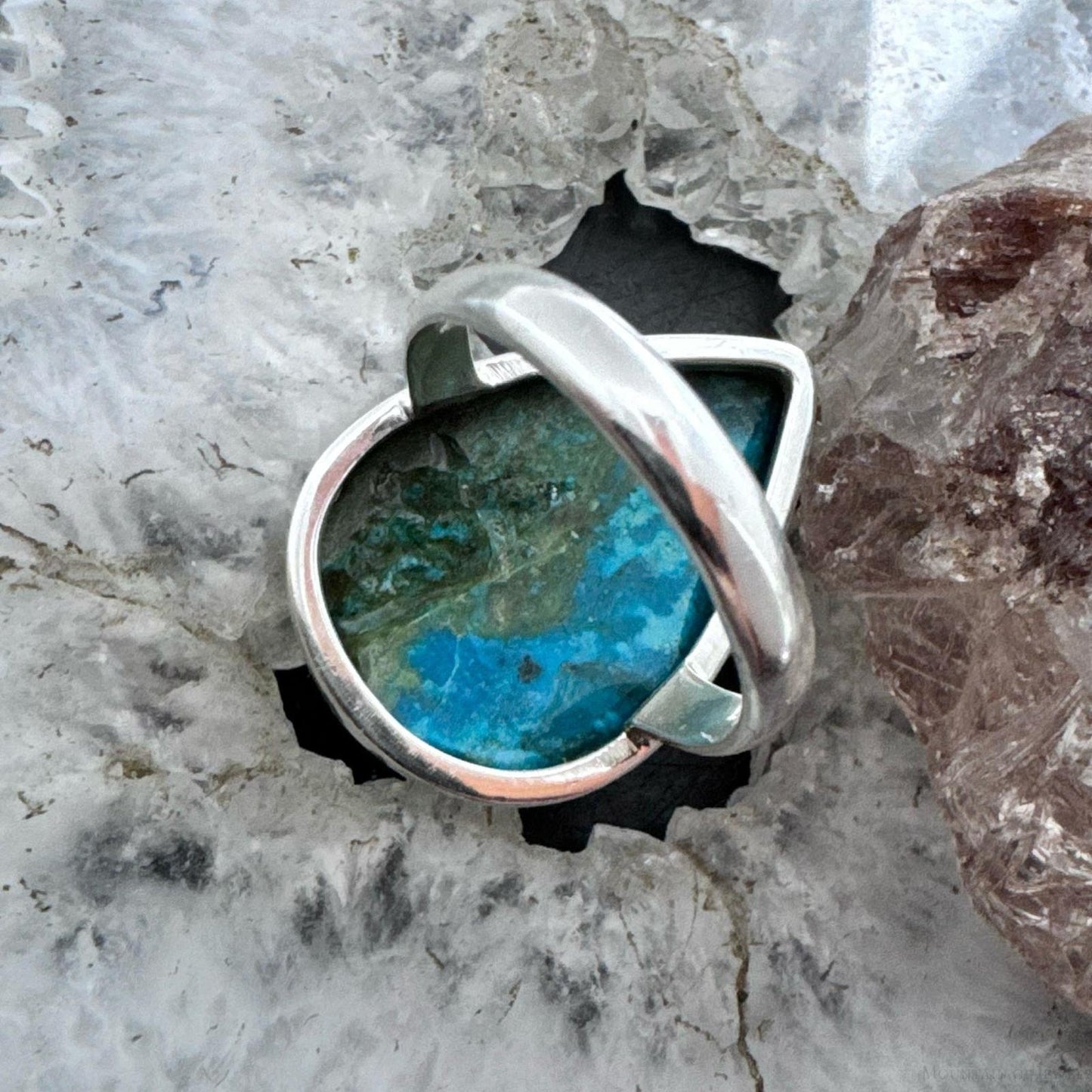 Sterling Silver Southwestern Style Teardrop Shattuckite Ring Size 9.75 For Women