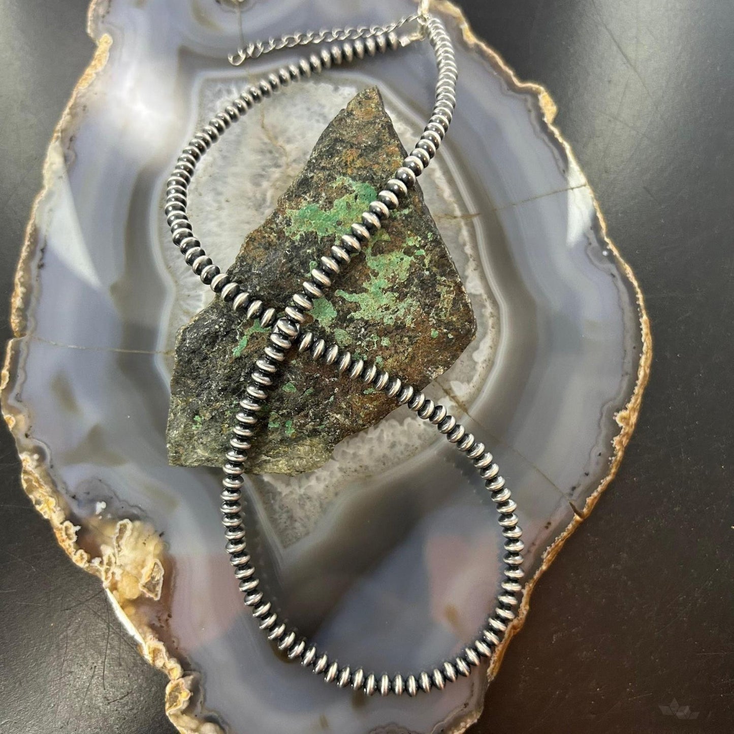 Sterling Silver Southwestern Style 4 mm Navajo Pearl Saucer Beads 16"- 18" Necklace For Women