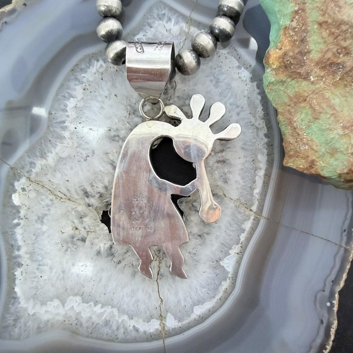 Alonzo Mariano Native American Sterling Silver w/Turquoise Kokopelli Pendant #1