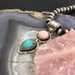 Native American Sterling Silver Pink Conch Shell & Turquoise Pendant For Women