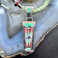 Rayland & Patty Edaakie Zuni Sterling Silver Gaspeite & Multi Gemstone Inlay Pendant w/Necklace For Women