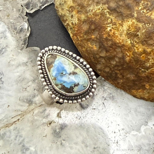 Sterling Silver Southwestern Style Golden Hill Turquoise Adjustable Ring For Women #1