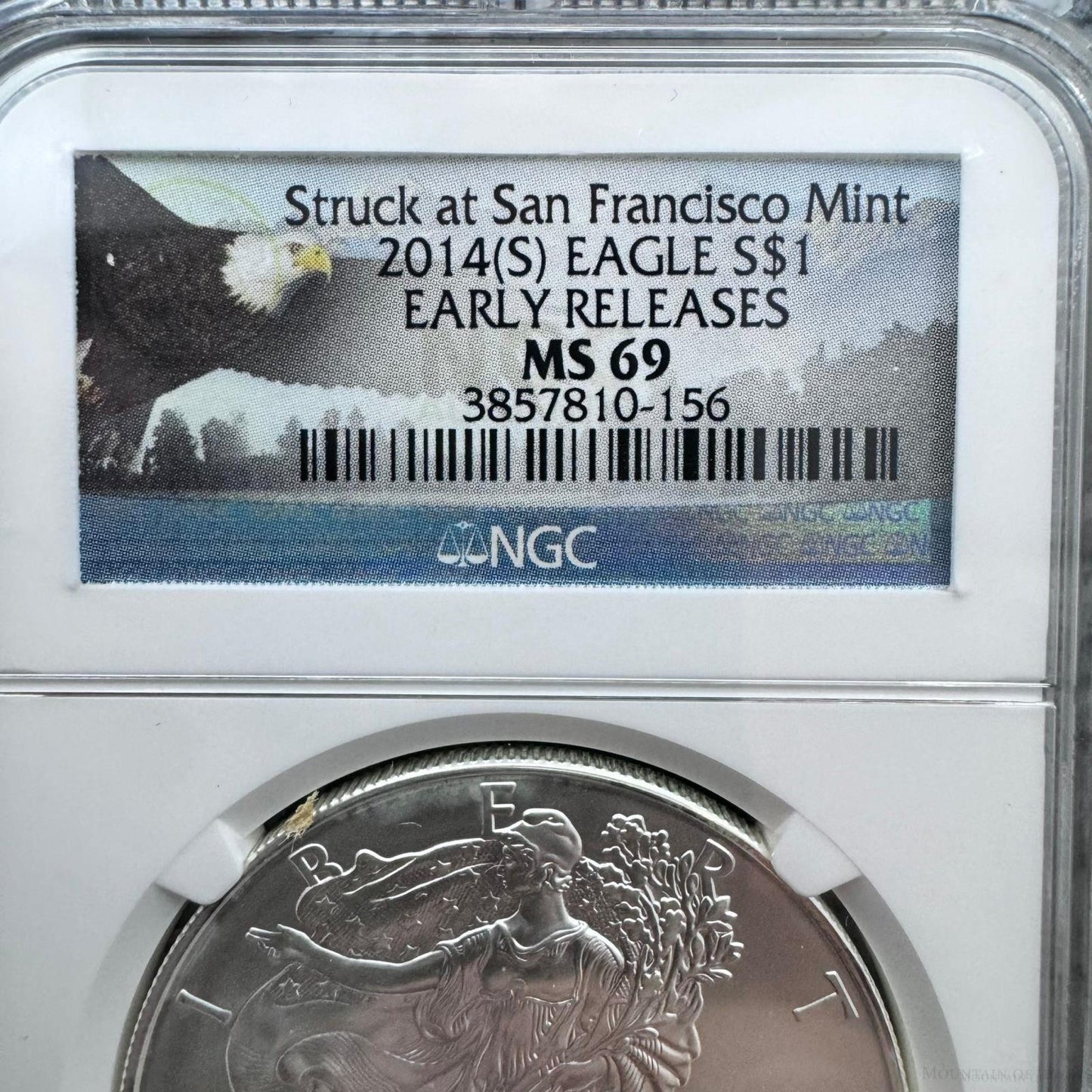 2014 US 1.0oz .999 Fine Silver American Silver Eagle NGC MS69 #3857810-156EX