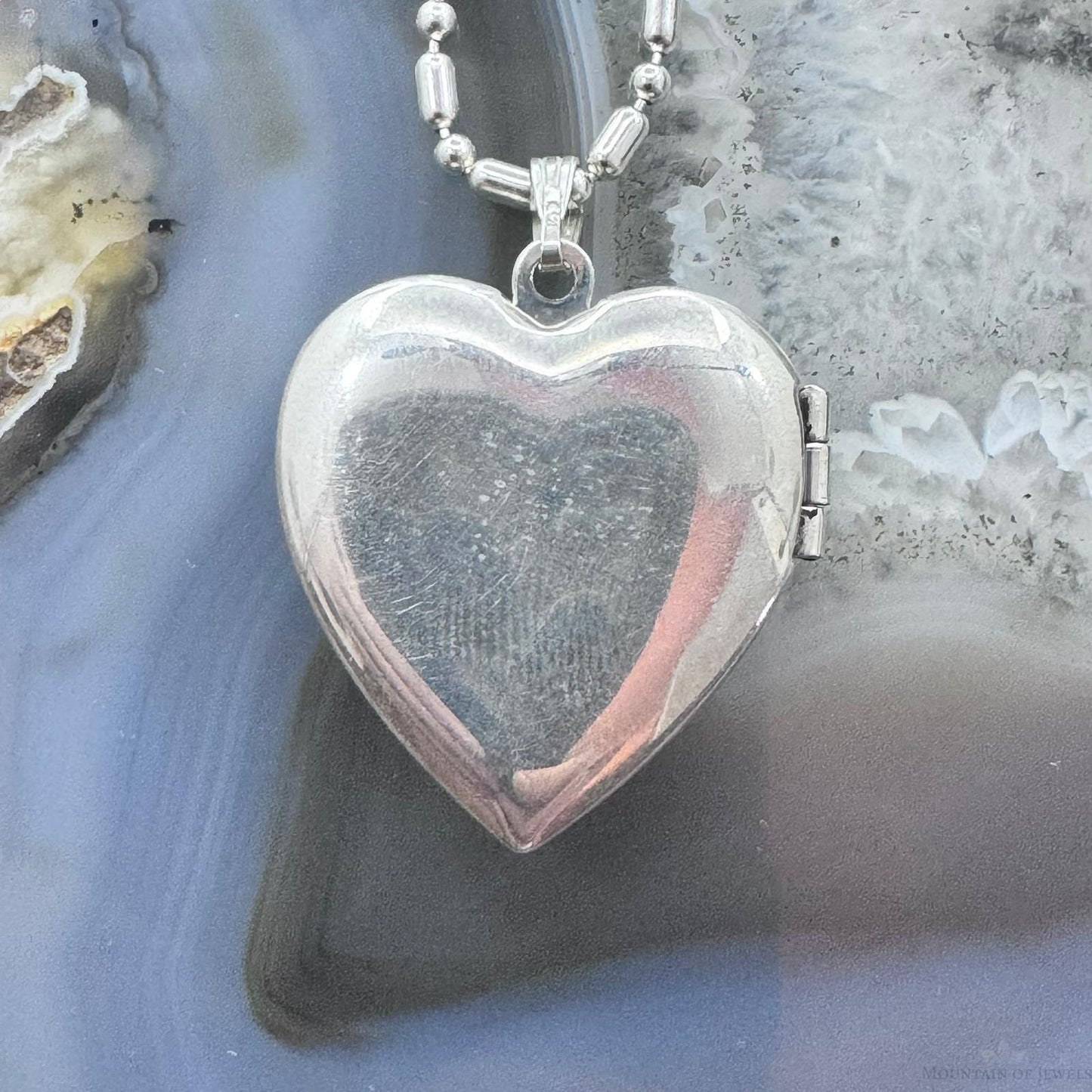 Carolyn Pollack Sterling Silver Gaspeite Heart Locket Pendant 23" Necklace For Women