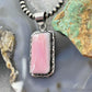 Native American Sterling Silver Rectangle Pink Conch Decorated Pendant For Women