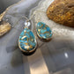 Sterling Silver Southwestern Style Teardrop Cooper Turquoise Dangle Earrings For Women