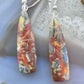 Sterling Silver Elongated Triangle Red Marcasite Slab Dangle Earrings For Women #221