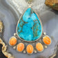 Sterling Silver Southwestern Style Malachite Chrysocolla&Spiny Oyster Decorated Pendant