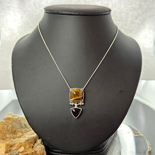 Carolyn Pollack Sterling Silver Tiger's Eye & Onyx 18" Necklace For Women