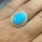 Native American Sterling Silver Oval Turquoise Unisex Shield Ring Size 10 &10.5