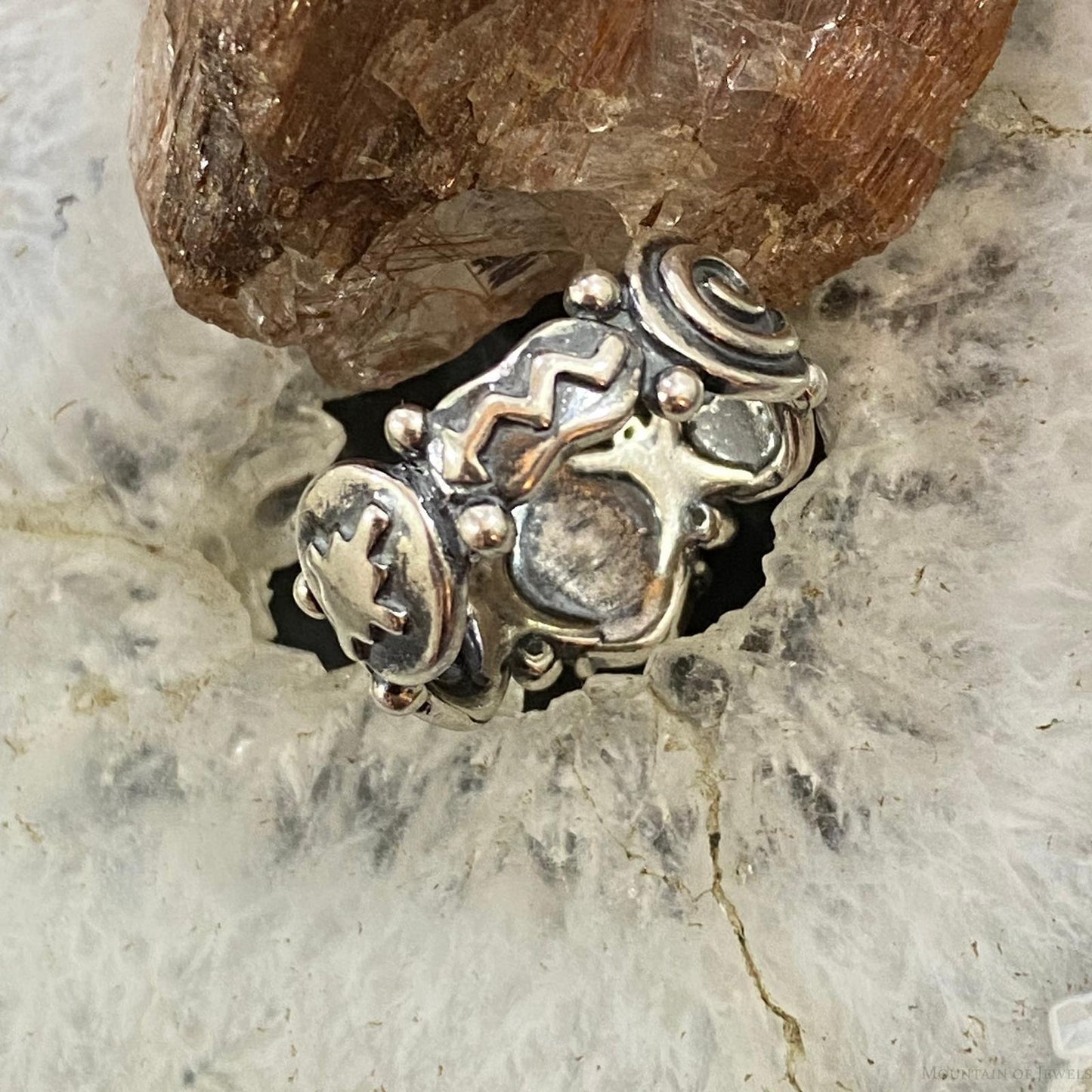 Jody Naranjo Vintage Southwestern Style Sterling Silver Picture Jasper Petroglyph Ring For Women #1