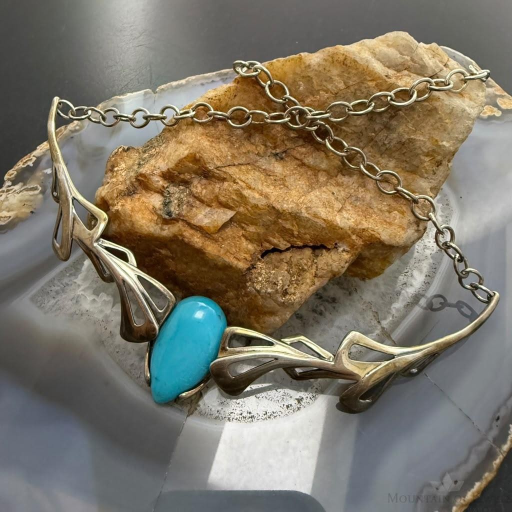Carolyn Pollack Sterling Silver Teardrop Turquoise 17" Necklace For Women