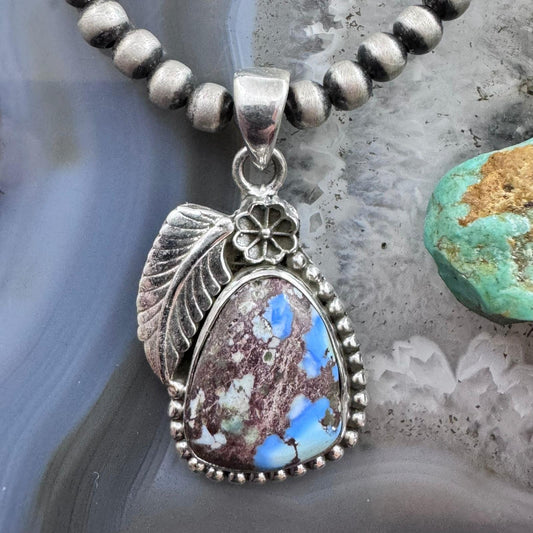 Sterling Silver Southwestern Style Golden Hill Turquoise Leaves Decorated Pendant For Women #2