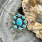Sterling Silver Southwestern Style Mohave Turquoise Cluster Ring Size 7.5 For Women