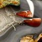 Sterling Silver Half Moon Carnelian Slab Dangle Earrings For Women #331