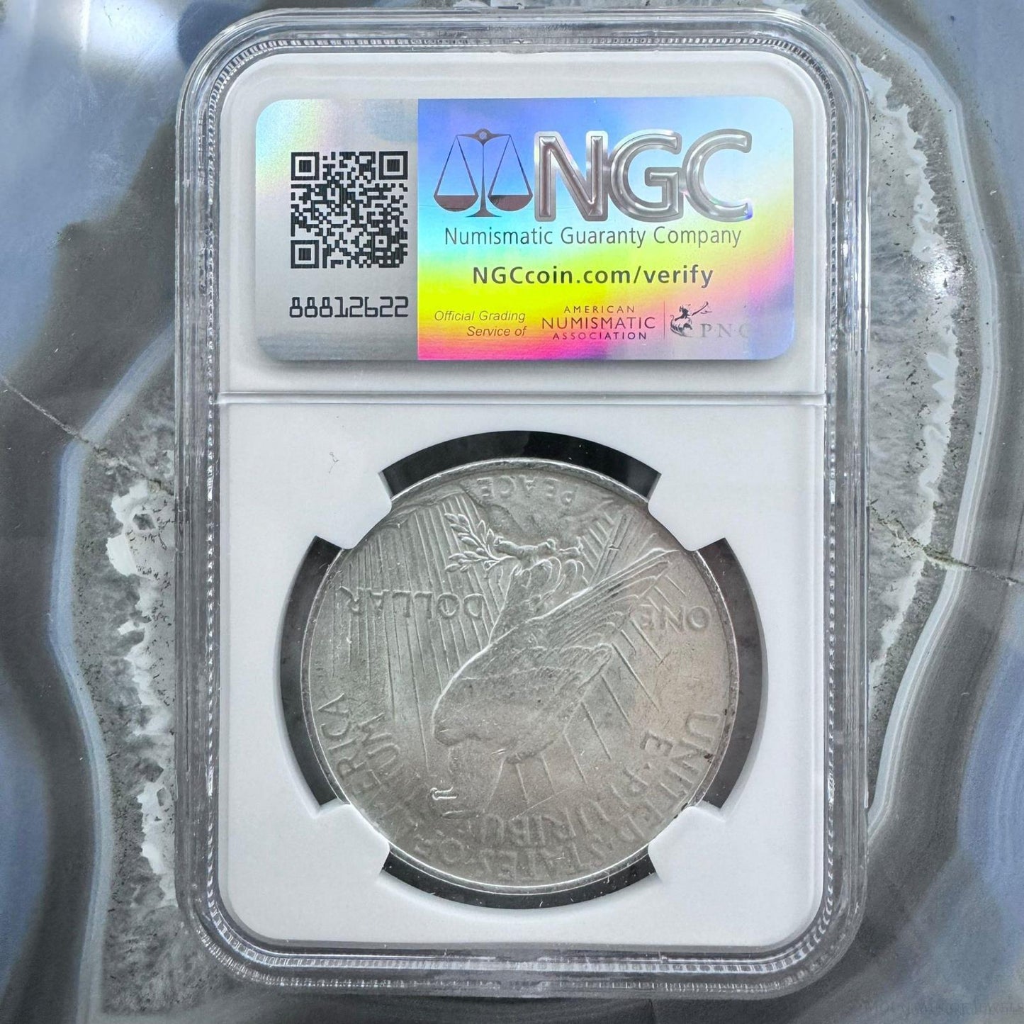 1922 US 90% Peace Silver Dollar NGC AU 58 #002-DE