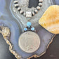 Genuine 1926 90% Peace Silver Dollar Coin Golden Hill Turquoise Unisex Pendant