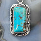 Native American Sterling Silver Rectangle Turquoise Decorated Pendant For Women