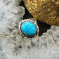 Native American Sterling Silver Oval Kingman Turquoise Ring Size 6 For Women