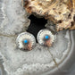 Native American Sterling Silver Concho w/Turquoise Dot Stud Earrings For Women
