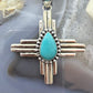 Sterling Silver Southwestern Style Teardrop Turquoise Unisex Zia Pendant