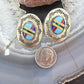 Signed Native American Sterling Silver Multi Stone Inlay Post Earrings For Women