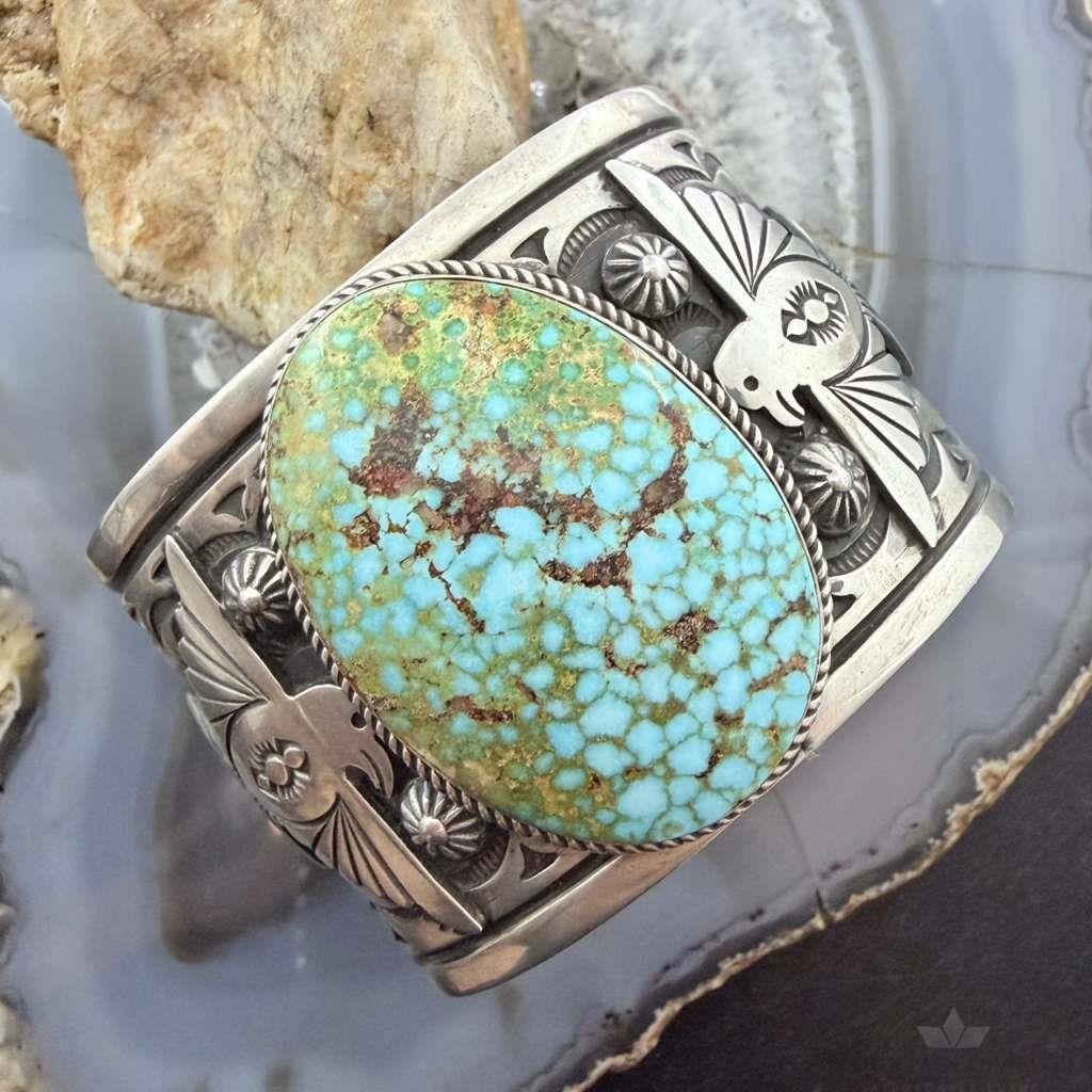 Albert Jake Navajo Native American Sterling Silver High Grade Turquoise Unisex Bracelet