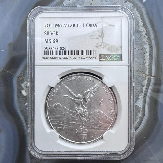 2011 Mexico One Ounce .999 Fine Silver NGC MS69 #004 Super Nice