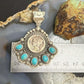 Sterling Silver Southwestern Style 1939 Mercury Dime & Kingman Turquoise Pendant